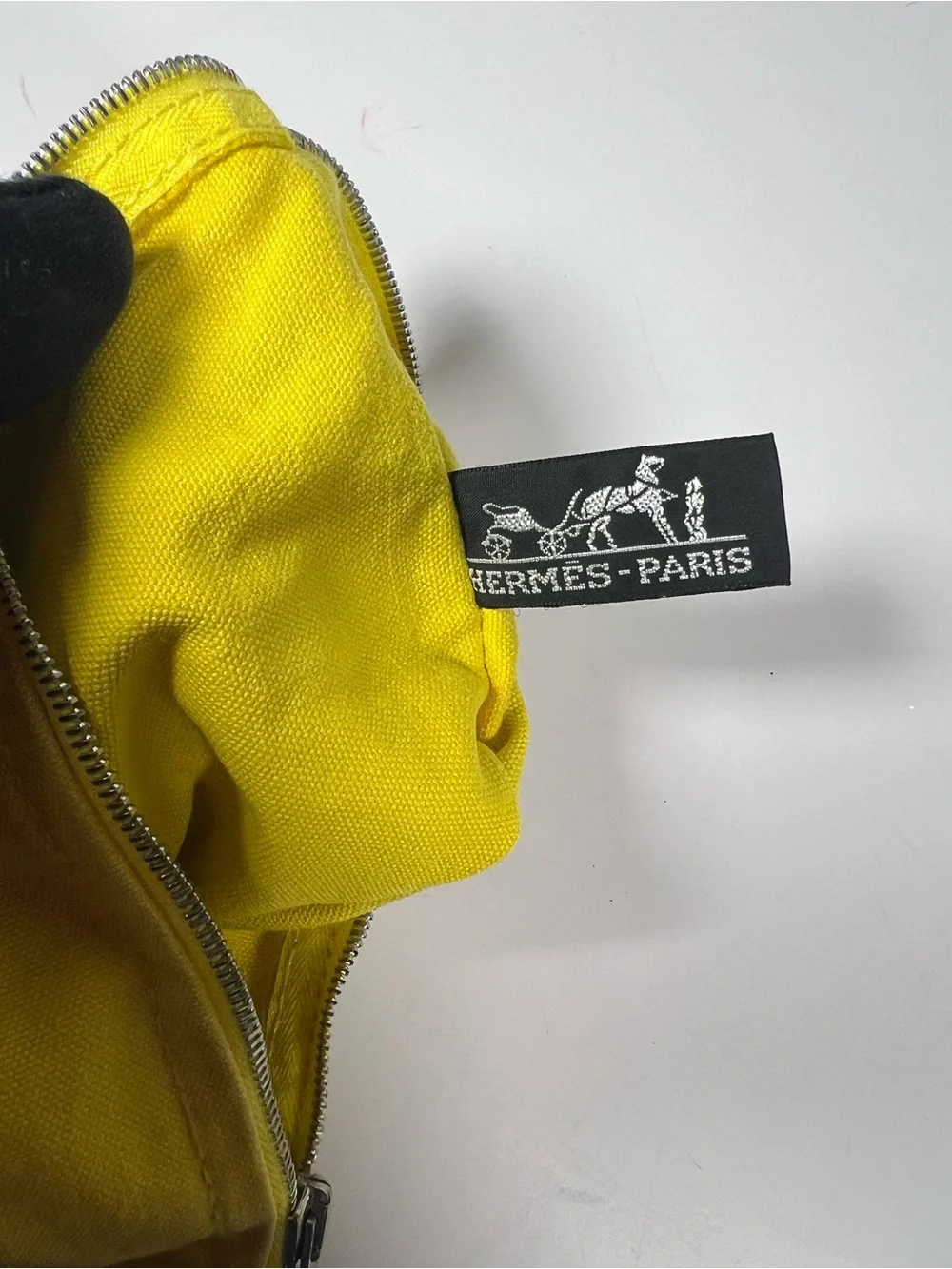 Hermès Yellow Cotton Flat Zip Pouch Travel Organizer Clutch